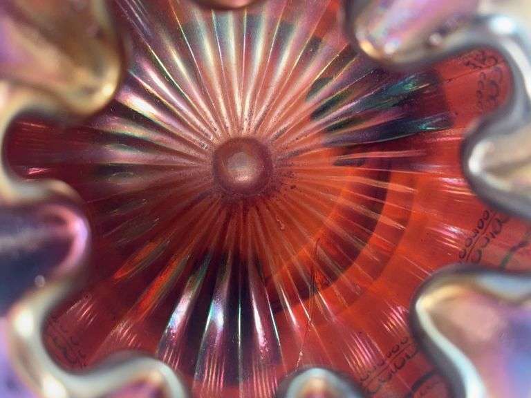 VINTAGE Nothwood COBALT BLUE CARNIVAL GLASS Rose Bowl