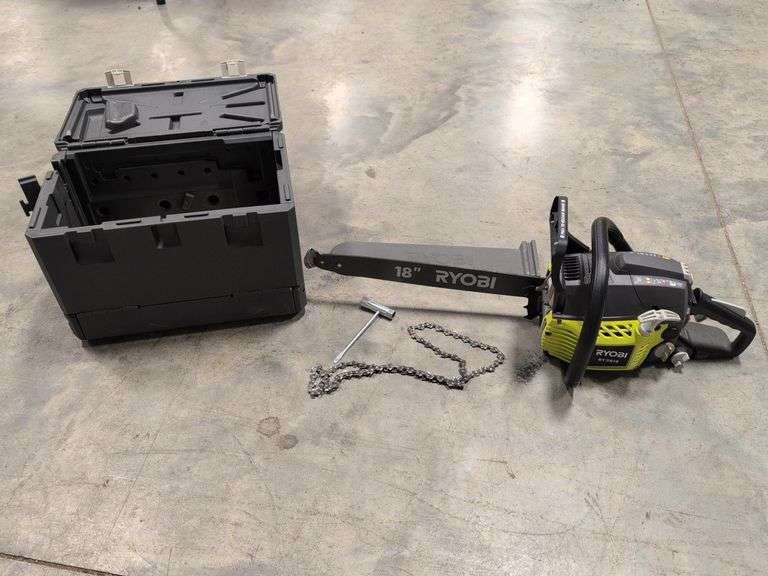 Ryobi 18” gas-powered chain saw with carrying case and blade - RY3818 - works, appears new