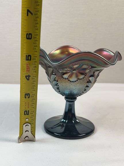 Northwood Amethyst Carnival Glass Grape & Cable Compote