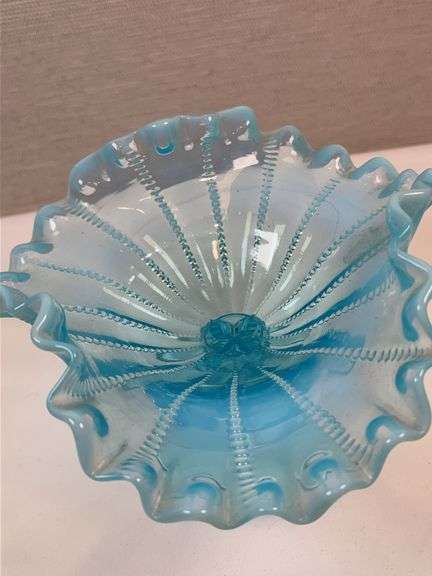 NORTHWOOD BLUE OPAL BEADED PANEL COMPOTE