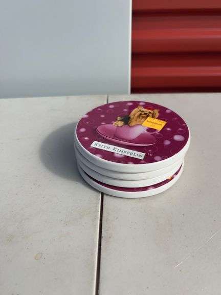 The Encore Group Keith Kimberlin Teacup Yorkie Ceramic Coasters