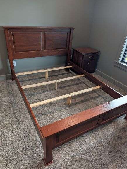 Cherry Queen bed with nightstand - solid wood