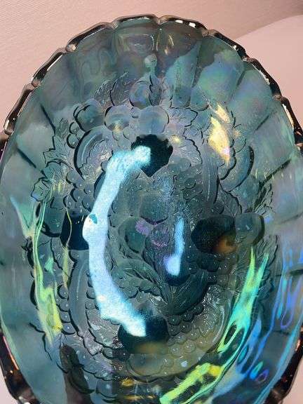 INDIANA CARNIVAL GLASS IRIDESCENT BLUE BOWL