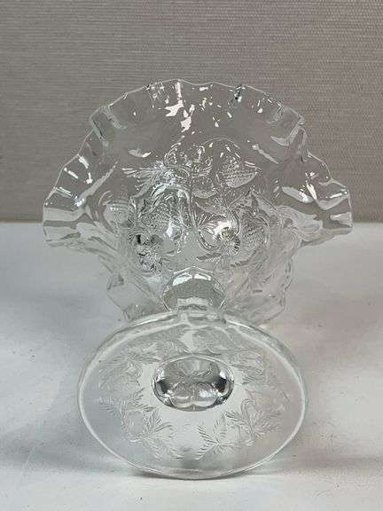 EAPG Clear Dewdrop & Daisy Ruffled Compote