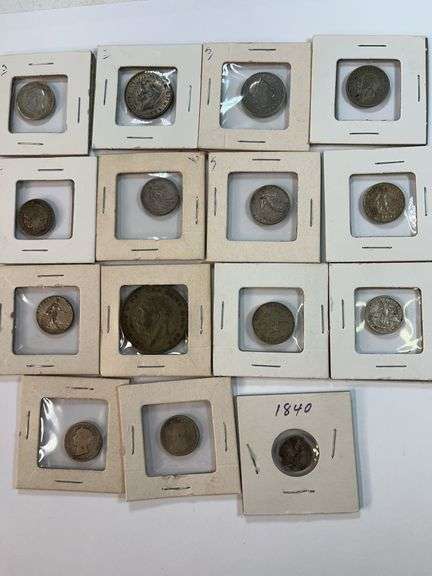(14) Foreign Coins with Silver Content and 1840 American Coin