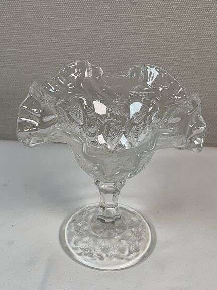 EAPG Clear Dewdrop & Daisy Ruffled Compote