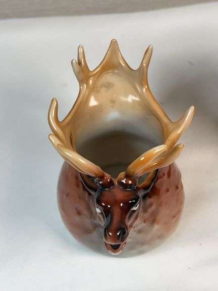Royal Bayreuth Figural Creamer Pair – Elk & Bull