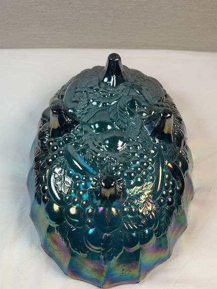 INDIANA CARNIVAL GLASS IRIDESCENT BLUE BOWL