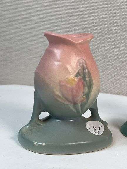 Mid-Century Art Pottery Group – Floral Vases & Turquoise Candlestick