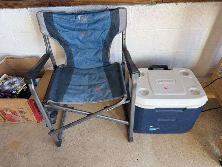 Coleman Cooler and Timber Folding Lawn Chair