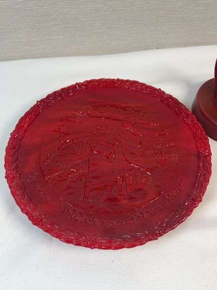 Fenton Ruby Bicentennial Glass – Eagle & Valley Forge Plate