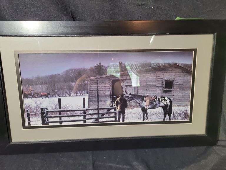 FRAMED WALL ART- COWBOYS & HORSES - BATTERY OPERATED