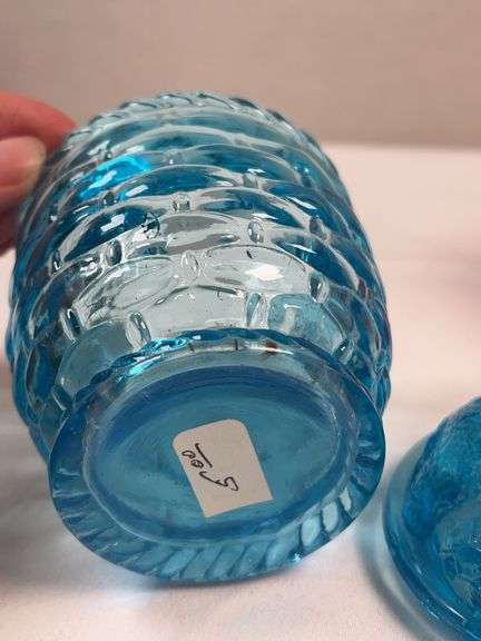 Fenton & Smith Art Glass Honey Jars – Hobnail & Daisy-Button w/ Spoons