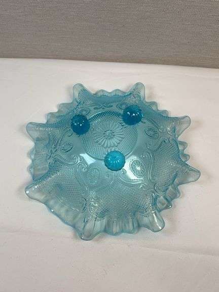 NORTHWOOD BLUE OPAL TRI-FOOT CANDY DISH