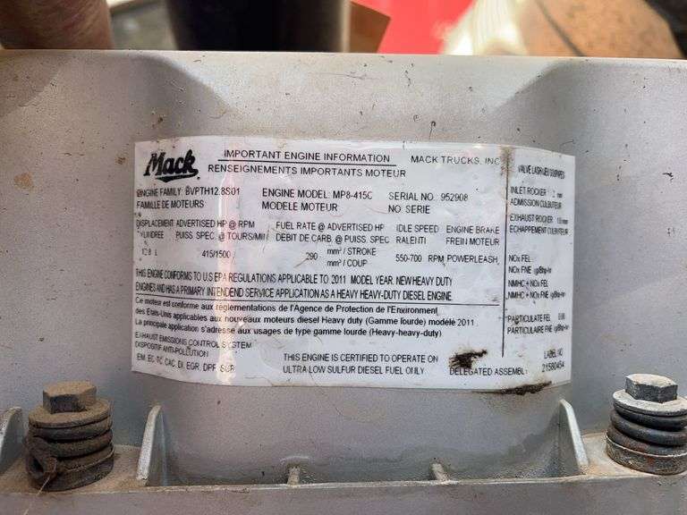 2012 Mack CHU613 showing 43,299 mi, 12,171 hrs - runs