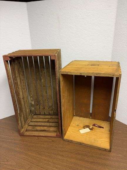 2 wooden and 2 plastic crates