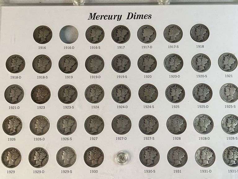 Mercury Dimes Set -Missing 1916D