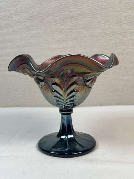Northwood Amethyst Carnival Glass Grape & Cable Compote
