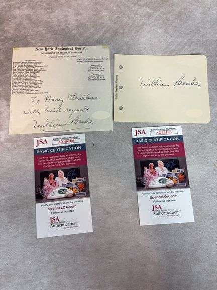 William Beebe Signed Cut Page & Album Page - JSA
