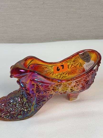 Fenton Carnival Glass Amberina Daisy & Button Shoe