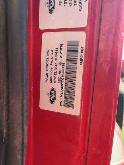 2012 Mack CHU613 miles & hrs unknown- doesn't run