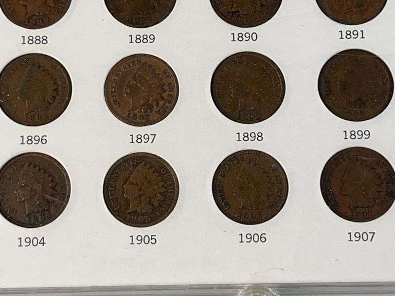 Flying Eagle and Indian Head Cents Set -Missing 1877, 1908-S, 1909-S