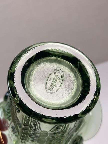 Fenton Colonial Green Embossed Basket – Orange Tree Pattern