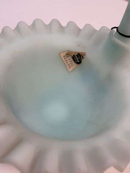 FENTON BLUE SATIN HAND PAINTED ROSES SIGNED BASKET