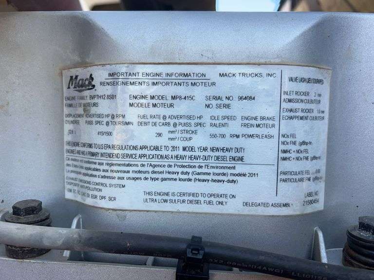 2012 Mack CHU613 showing 44,403 mi, 1,682 hrs- runs