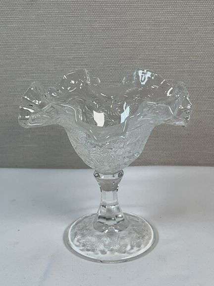 EAPG Clear Dewdrop & Daisy Ruffled Compote