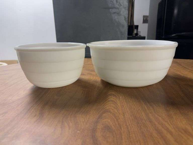 (2) Milk Glass Mixing Bowls