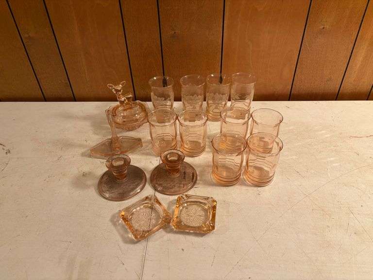 Lot of vintage Pink depression glassware
