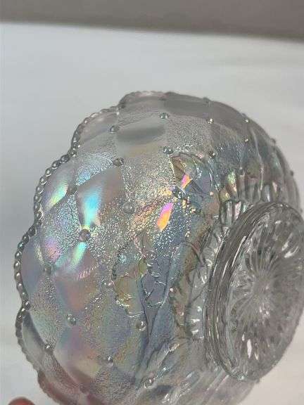 Imperial Iridescent “Diamond Quilted” Handled Nappy