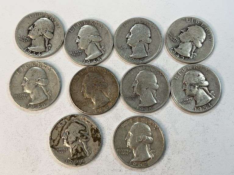 (10) Silver Washington Quarters