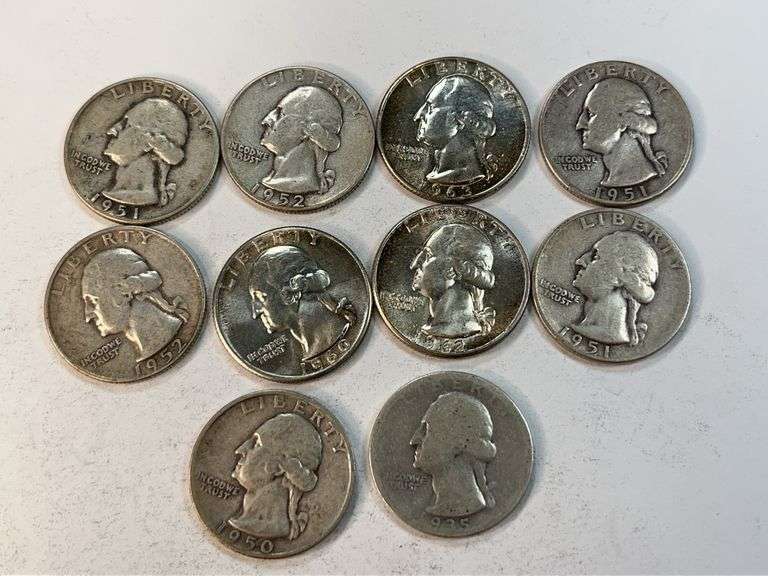 (10) Silver Washington Quarters