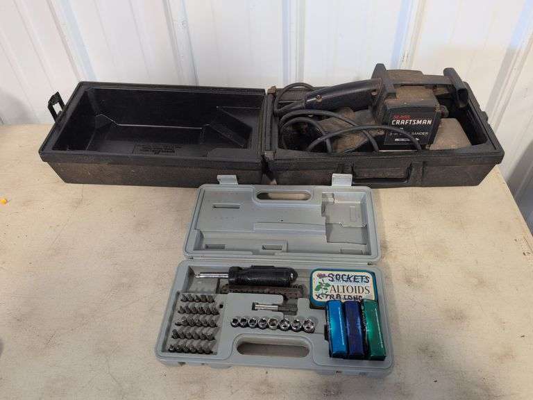 Sears/Craftsman 3” belt sander and driving bits/socket set