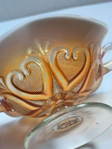 MARIGOLD CARNIVAL GLASS HEARTS