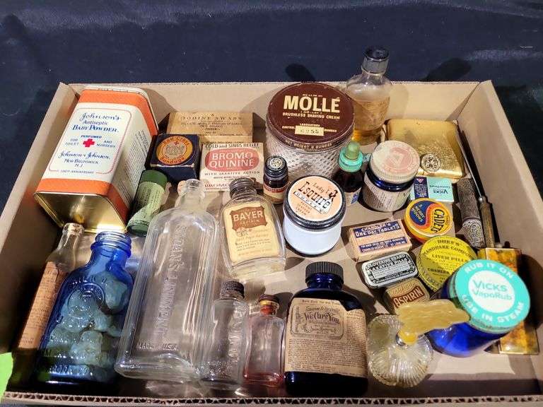 EARLY BOTTLES, TINS & more