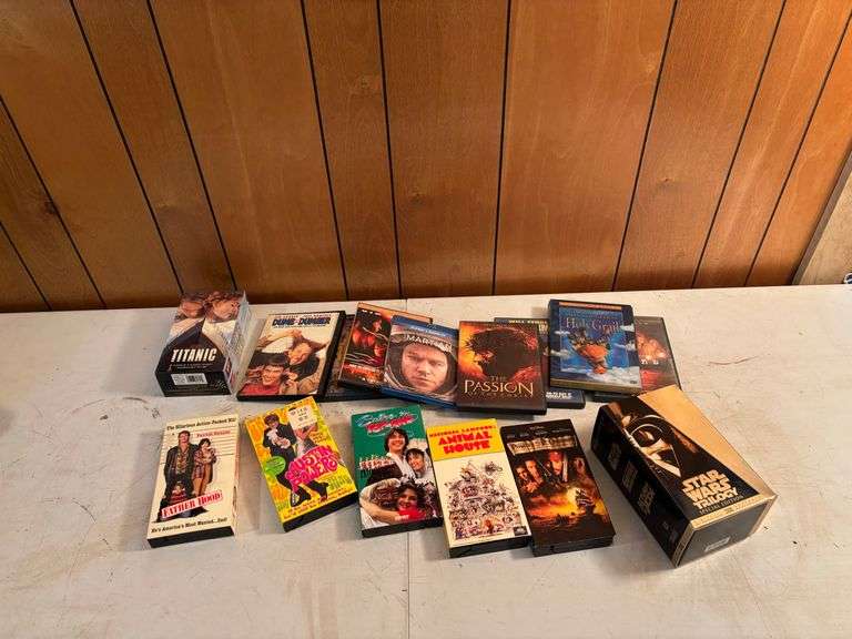 Lot of DVDs and VHS tapes