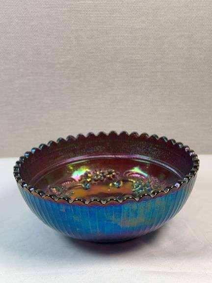 Antique Imperial Windmill Electric Amethyst Carnival Glass Bowl