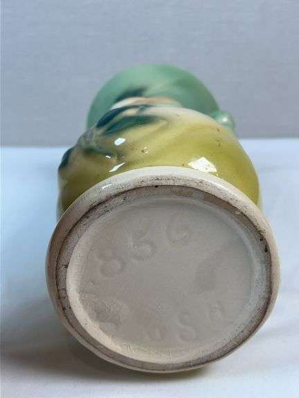 Pair of Vintage Vases – Amber Art Glass & USA Rose Pottery