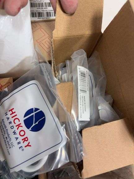 Wooden organizer box w/ fasteners, misc. hardware & more