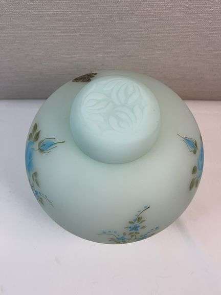 Fenton Blue Satin Ginger Jar