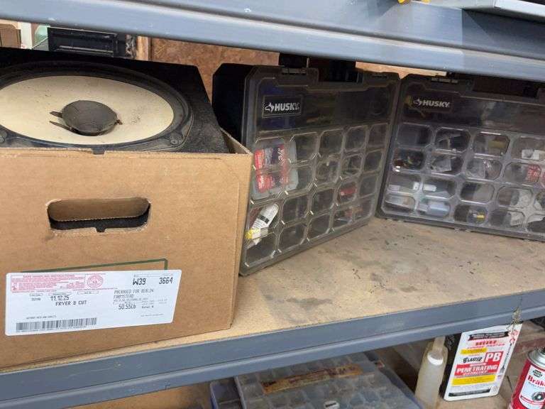 (2) Husky fastener/bolt organizers & misc. parts