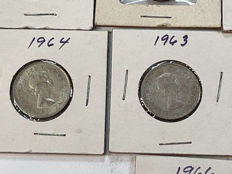 9 Pre-1967 Canadian Quarters