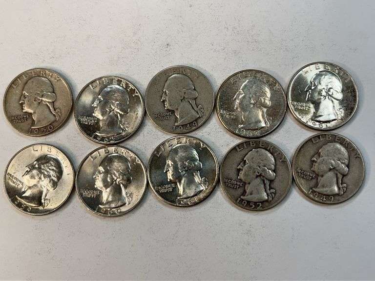 (10) Silver Washington Quarters