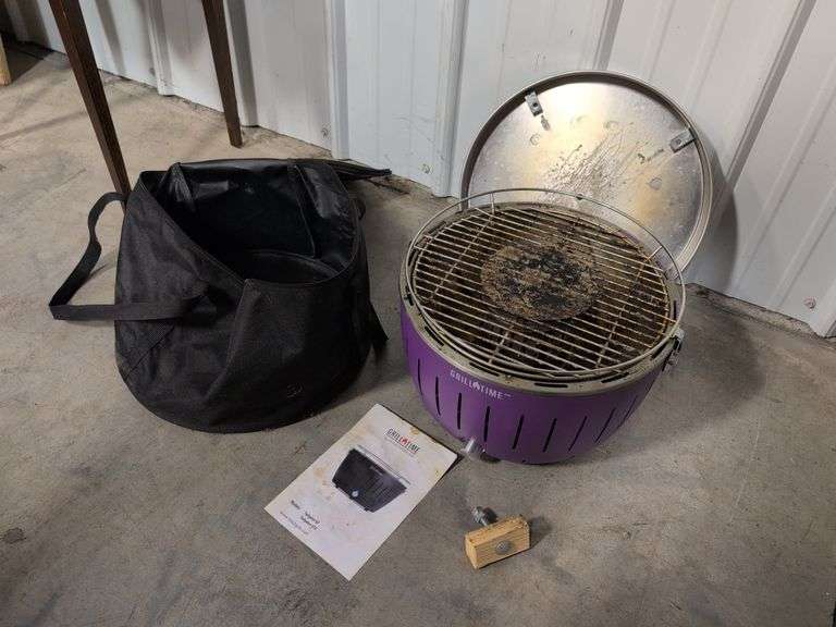 Grill Time charcoal grill with carrying case