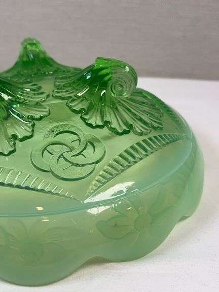 NORTHWOOD OPALESCENT GREEN GLASS BOWL