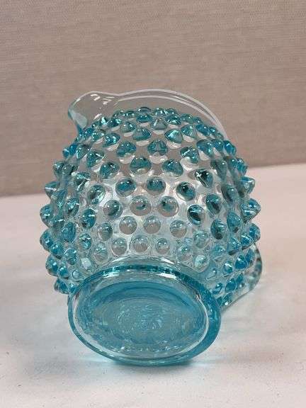 Fenton Blue Opalescent Hobnail Creamer