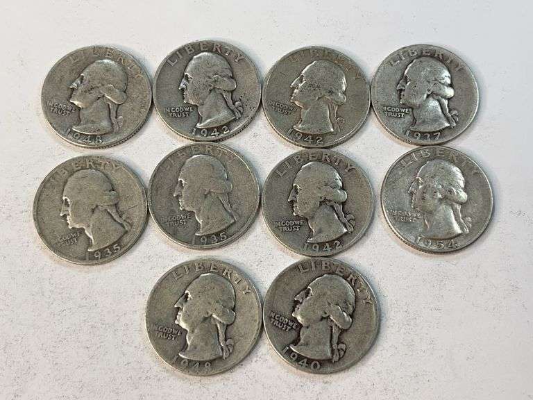 (10) Silver Washington Quarters